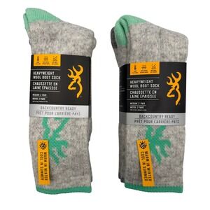 Browning Heavyweight Wool Boot Socks Unisex Medium Gray NEW 4 Pairs Total Bundle